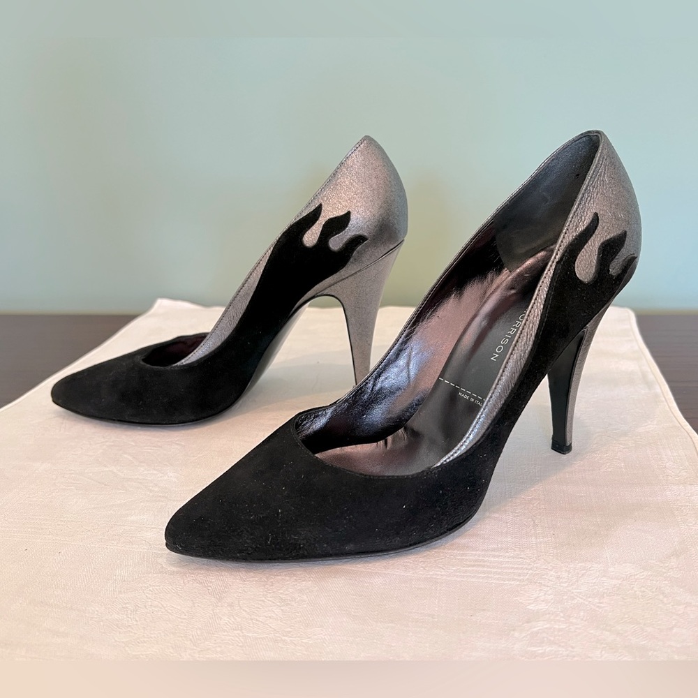 Sigerson Morrison, black suede and silvery leather
